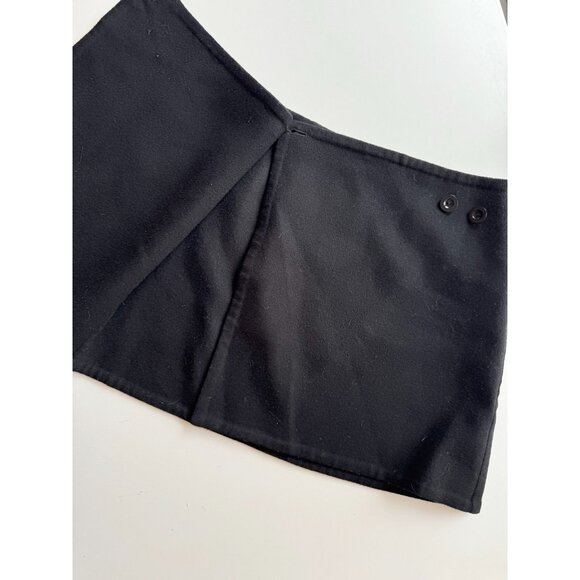 COS Black Wool Lyocell Blend Felt Front Button Mini A-Line Wrap Skirt, Size 34 - Picture 6 of 11